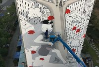 上海現“亞洲最高墻繪”:登上46米高空,用色彩勾勒城市景觀 上海現“亞洲最高墻繪”:登上46米高空,用色彩勾勒城市景觀