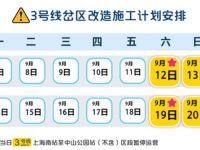 上海軌交3號線上海南站站至中山公園站（不含）連續兩個雙休日暫停運營