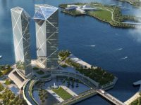 上海這座雙子摩天塔樓下半年封頂，在湖畔小島上打造大型金融總部辦公綜合體